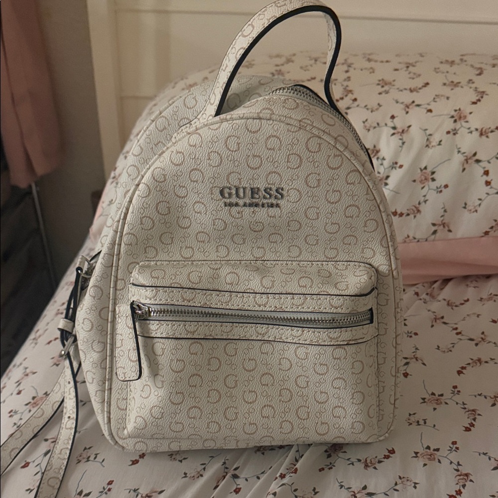 Guess Off-White Patterned Backpack - image 1